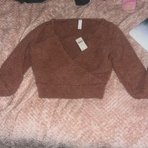 Anthropologie plush cross sweater